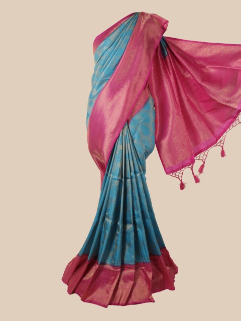 

Pothys Blue & Pink Ethnic Motifs Zari Jute Silk Saree