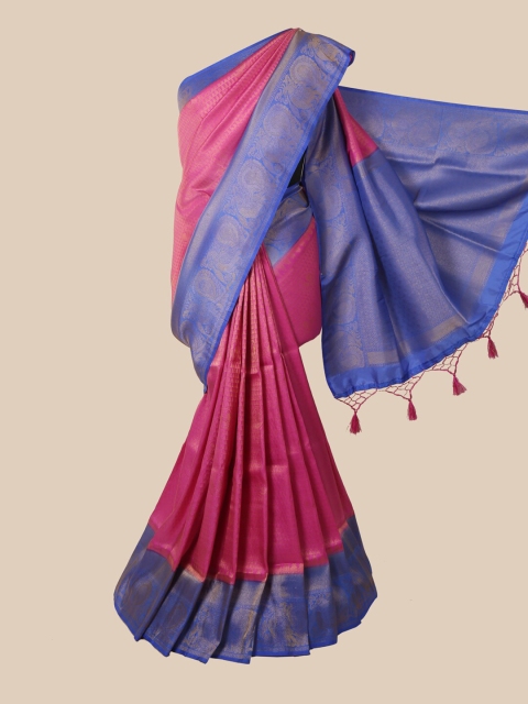 

Pothys Pink & Blue Ethnic Motifs Zari Jute Silk Saree