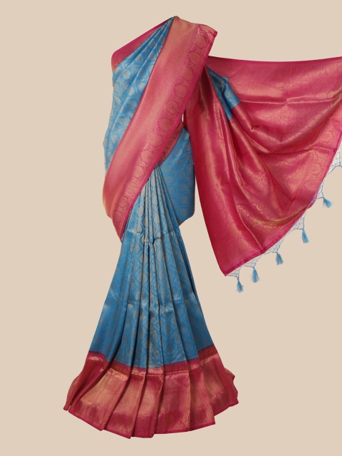 

Pothys Blue Ethnic Motifs Zari Jute Silk Saree