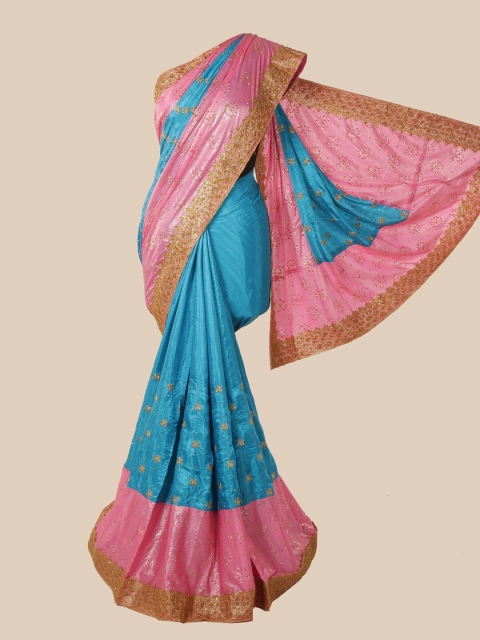 

Pothys Blue Floral Beads and Stones Saree