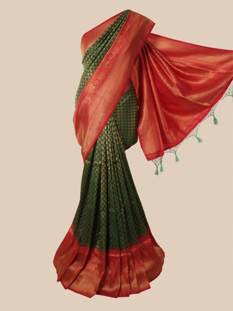 

Pothys Green Ethnic Motifs Zari Jute Silk Saree