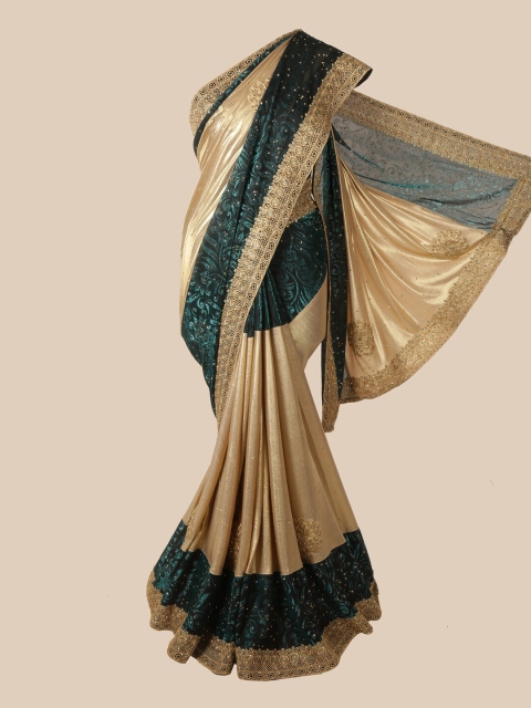 

Pothys Gold-Toned Floral Embroidered Saree