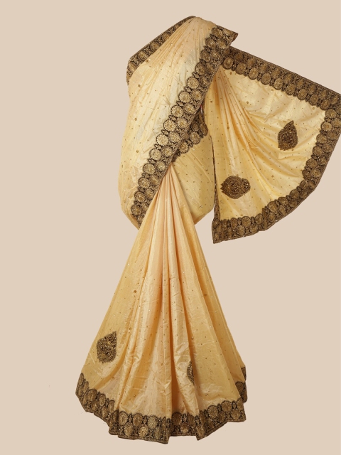 

Pothys Cream-Coloured Floral Embroidered Art Silk Saree