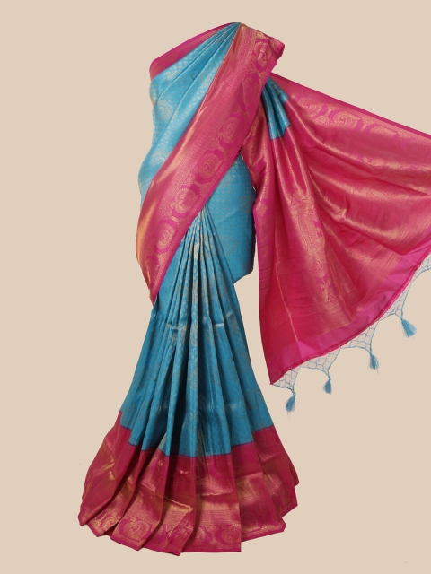 

Pothys Blue Ethnic Motifs Zari Jute Silk Saree