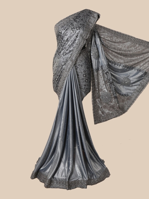 

Pothys Grey Floral Beads and Stones Saree
