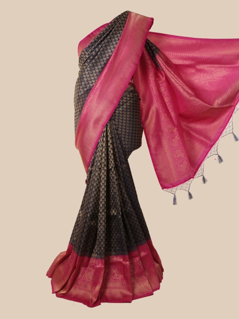 

Pothys Navy Blue & Pink Woven Design Jute Silk Saree