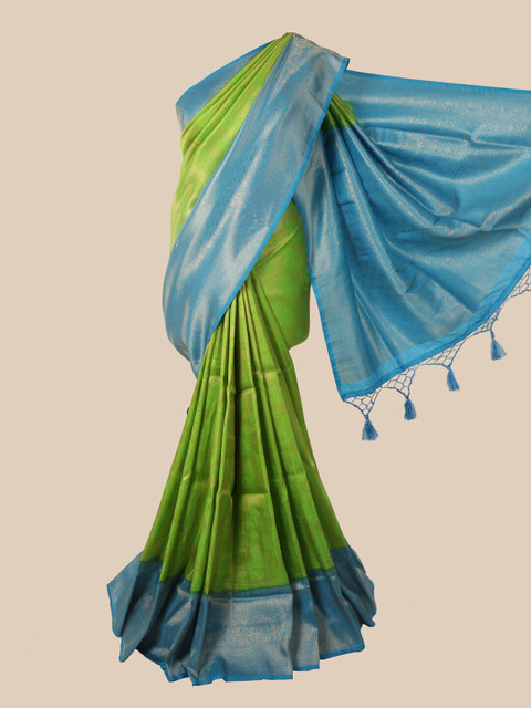 

Pothys Green & Blue Ethnic Motifs Zari Jute Silk Saree