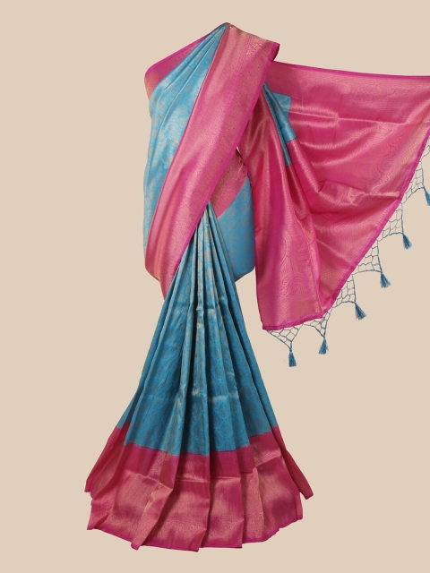 

Pothys Blue & Pink Ethnic Motifs Zari Jute Silk Saree
