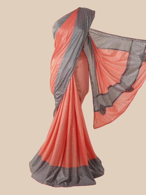 

Pothys Pink & Grey Woven Design Zari Saree