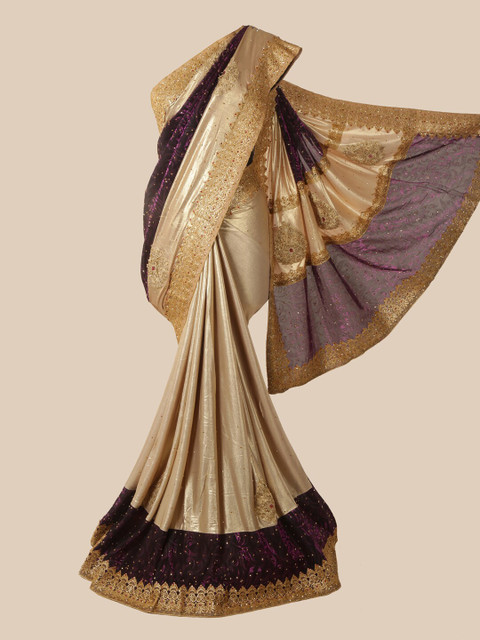 

Pothys Gold-Toned Floral Beads and Stones Saree