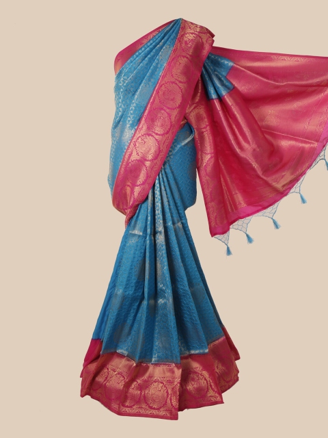 

Pothys Blue Ethnic Motifs Zari Jute Silk Saree