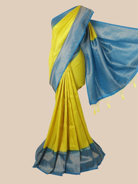 

Pothys Yellow Ethnic Motifs Zari Jute Silk Saree