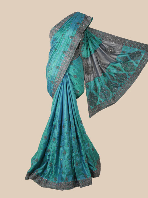 

Pothys Green Embellished Art Silk Saree