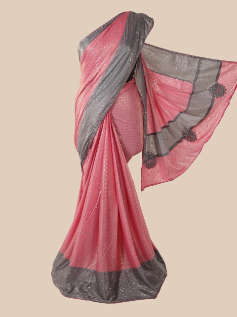 

Pothys Pink & Grey Woven Design Zari Saree