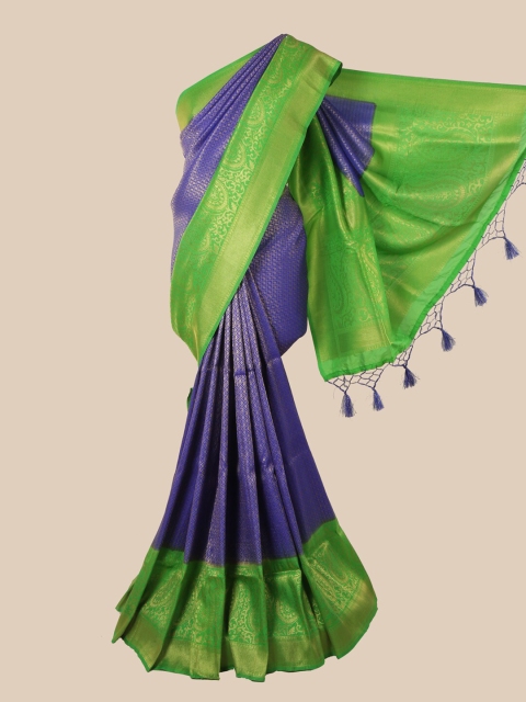 

Pothys Blue & Green Ethnic Motifs Zari Jute Silk Saree