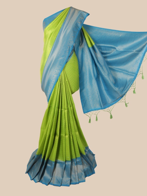 

Pothys Green & Blue Ethnic Motifs Zari Jute Silk Saree