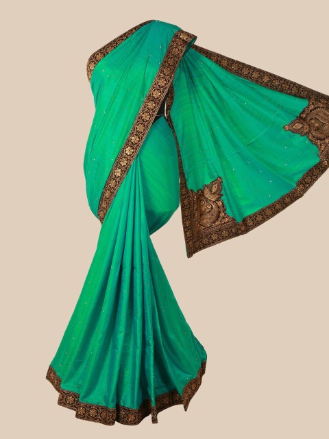 

Pothys Green Embellished Embroidered Art Silk Saree
