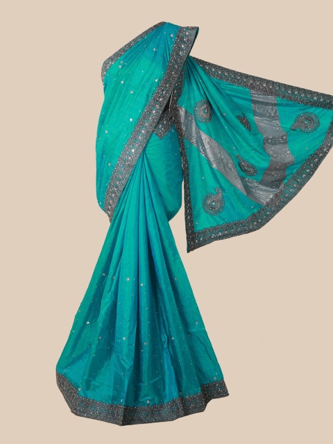 

Pothys Green Embellished Beads and Stones Art Silk Saree