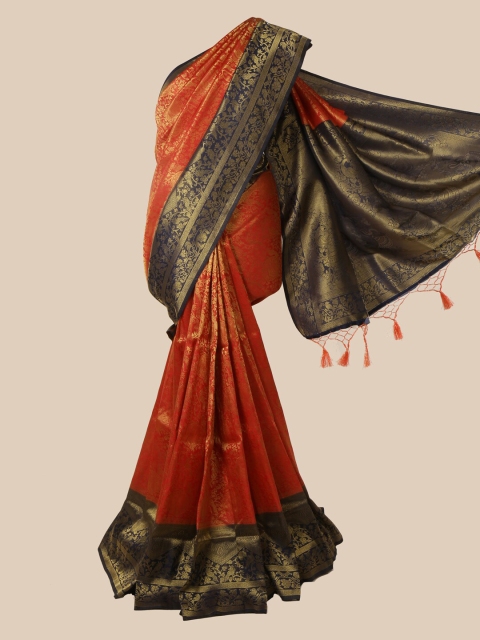 

Pothys Red Ethnic Motifs Zari Jute Silk Saree