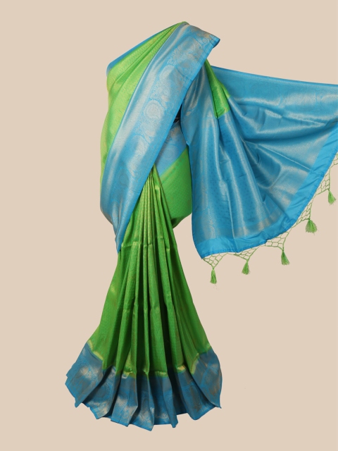 

Pothys Green & Blue Ethnic Motifs Zari Jute Silk Saree