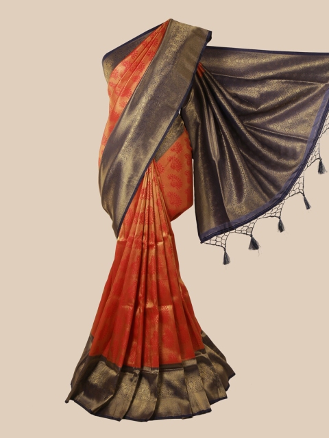 

Pothys Orange Woven Design Jute Silk Saree