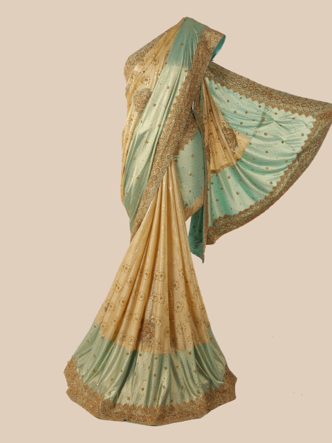 

Pothys Cream-Coloured Embellished Beads and Stones Art Silk Saree