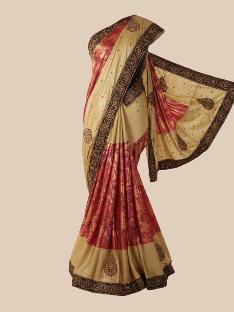 

Pothys Pink & Beige Embellished Saree