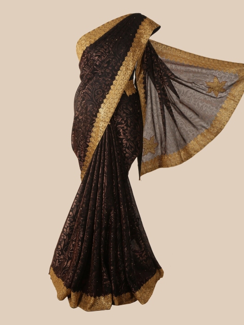 

Pothys Brown Floral Beads and Stones Saree
