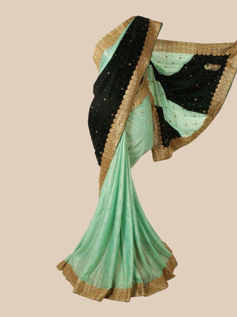 

Pothys Green & Black Embellished Saree