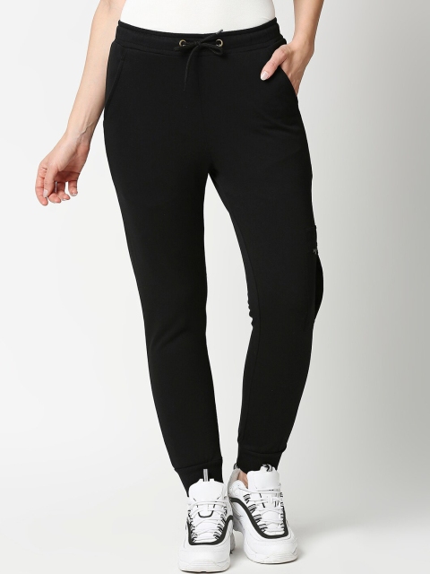 

Bewakoof Women Black Solid Cotton Straight-Fit Joggers