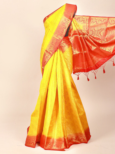 

Pothys Yellow Woven Design Art Silk Saree With Tasseled Pallu