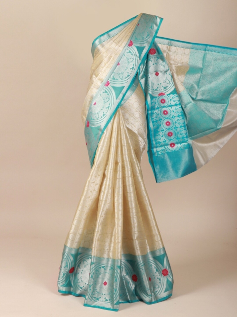 

Pothys Cream-Coloured & Blue Woven Design Saree