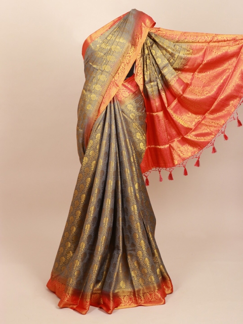

Pothys Grey Ethnic Motifs Zari Art Silk Saree