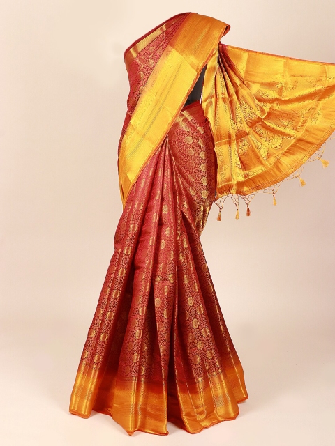 

Pothys Maroon & Gold Woven Design Art Silk Saree With Tasseled Pallu