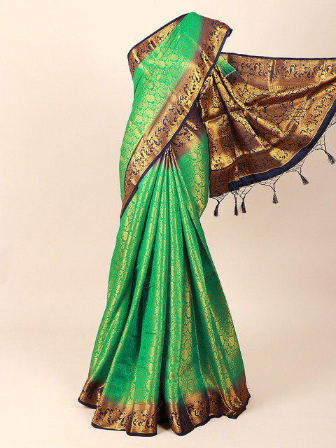 

Pothys Green Woven Design Banaras Silk Saree