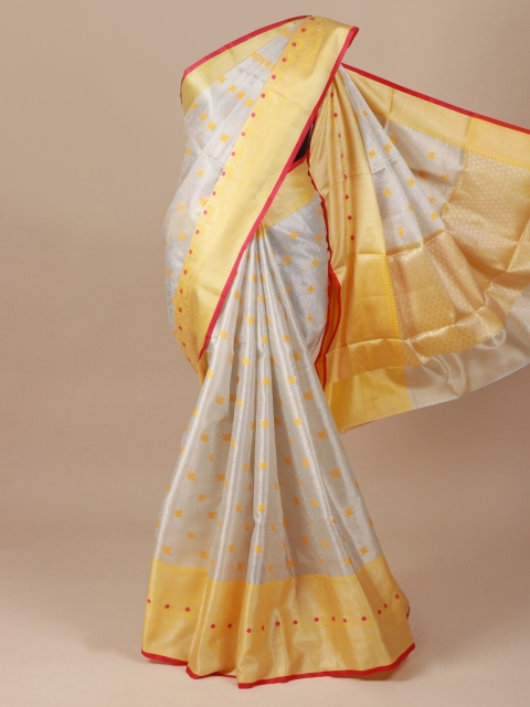 

Pothys Grey & Gold Woven Design Cotton Blend Saree