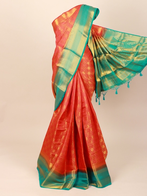 

Pothys Pink & Green Woven Design Art Silk Saree