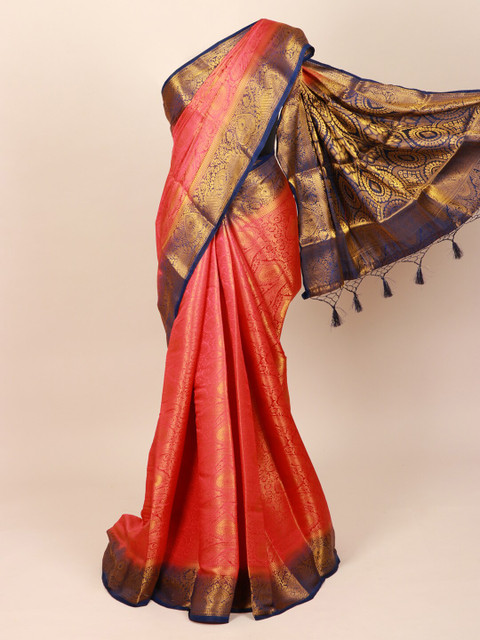 

Pothys Pink & Gold-Coloured Ethnic Motifs Zari Art Silk Saree