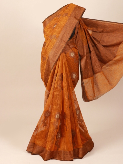 

Pothys Orange Cotton Blend Saree