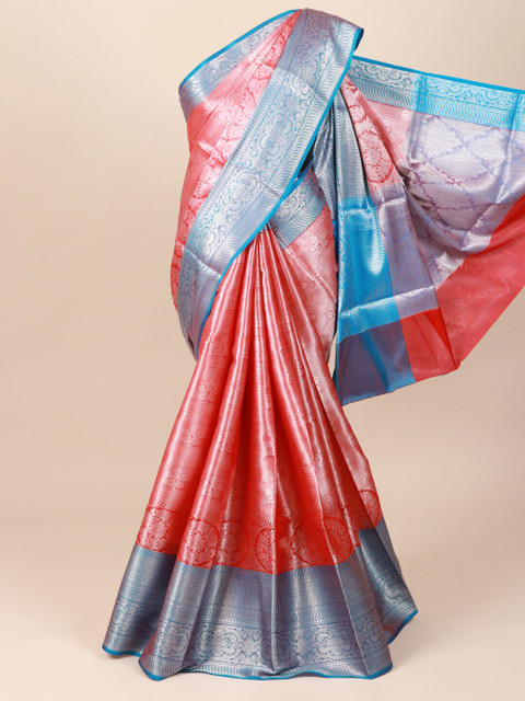 

Pothys Pink & Blue Ethnic Motifs Zari Saree