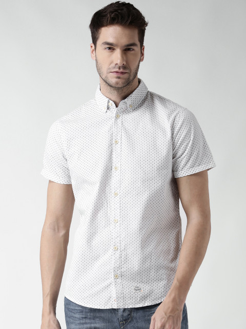 

BLEND Men White Slim Printed Casual Shirt