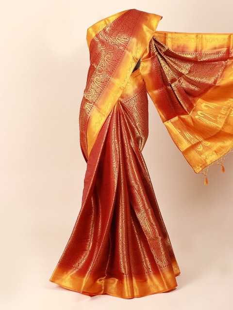 

Pothys Maroon & Gold Woven Design Art Silk Saree With Tasseled Pallu