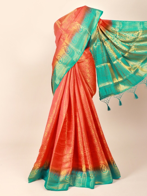 

Pothys Pink & Green Ethnic Motifs Zari Art Silk Saree