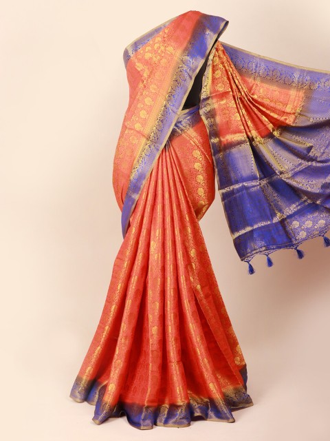 

Pothys Pink & Gold Woven Design Art Silk Saree With Tasseled Pallu