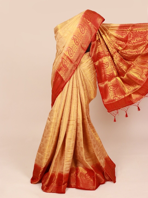 

Pothys Cream-Coloured Ethnic Motifs Zari Art Silk Saree