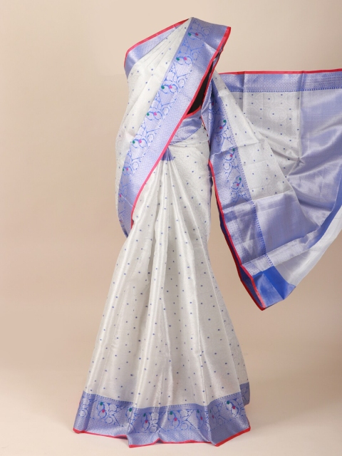 

Pothys Grey & Blue Woven Design Cotton Blend Saree