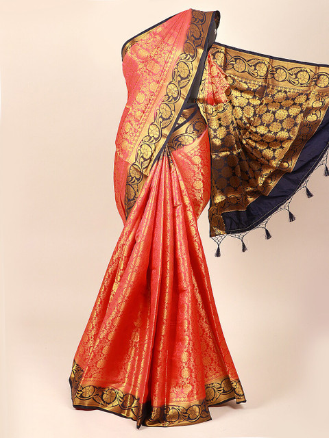 

Pothys Pink & Gold-Coloured Ethnic Motifs Zari Art Silk Saree
