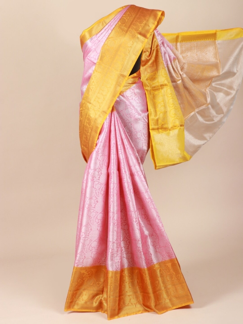 

Pothys Pink & Orange Ethnic Motifs Zari Saree