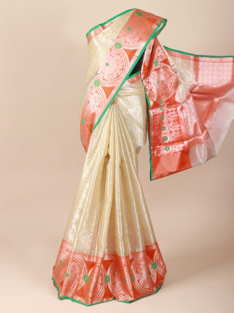 

Pothys Cream-Coloured Woven Design Cotton Blend Saree