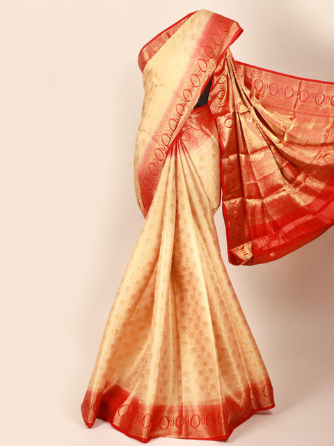 

Pothys Cream-Coloured & Gold Woven Design Art Silk Saree